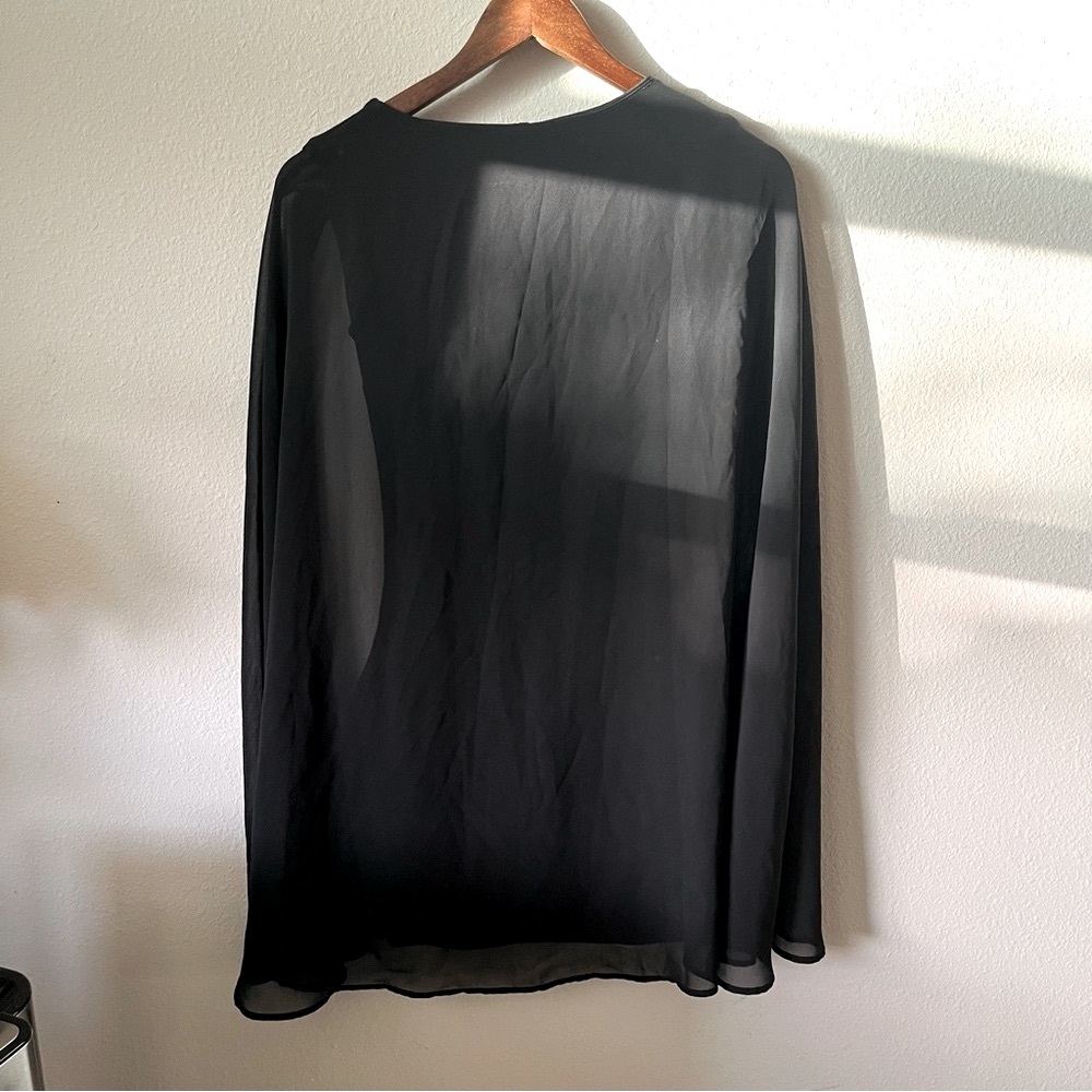 Lulu's Cape Bodycon Elegant Black Sheer V-Neck Formal Date Prom Dress - Picture 5 of 5
